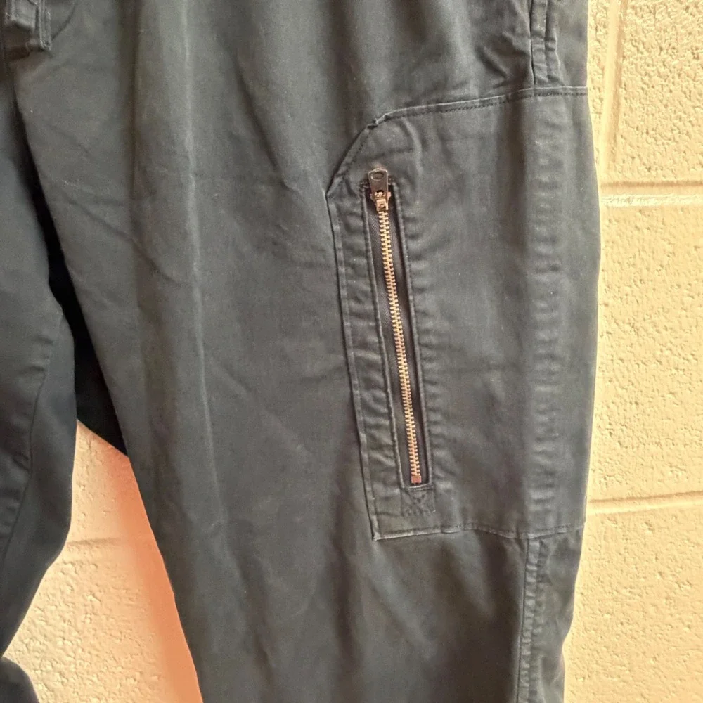Abercrombie Men Cargo Jogger Pants XL Black Utility Streetwear Tapered Zipper